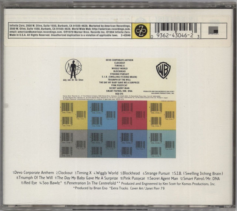 Devo Duty Now For The Future US CD album (CDLP) 054391450128