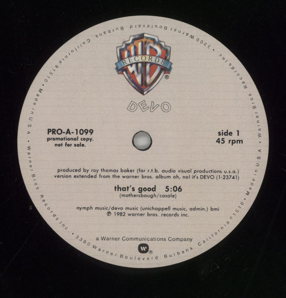 Devo That's Good US Promo 12" vinyl single (12 inch record / Maxi-single) DVO12TH858065