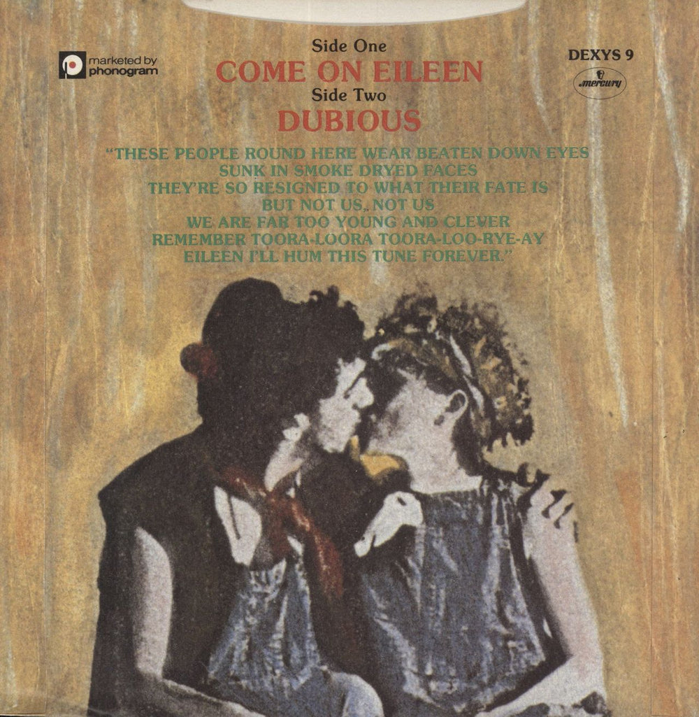 Dexys Midnight Runners Come On Eileen - P/S - Inj UK 7" vinyl single (7 inch record / 45)