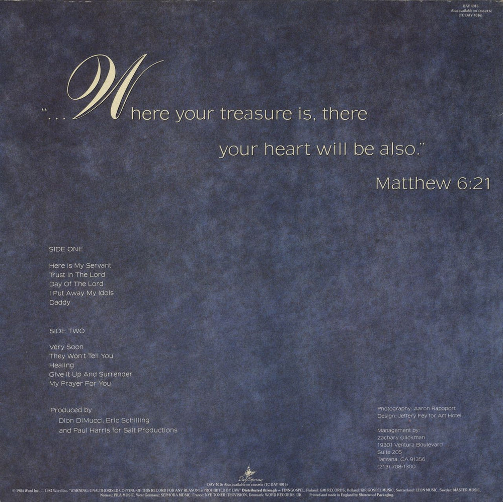 Dion I Put Away My Idols UK vinyl LP album (LP record)