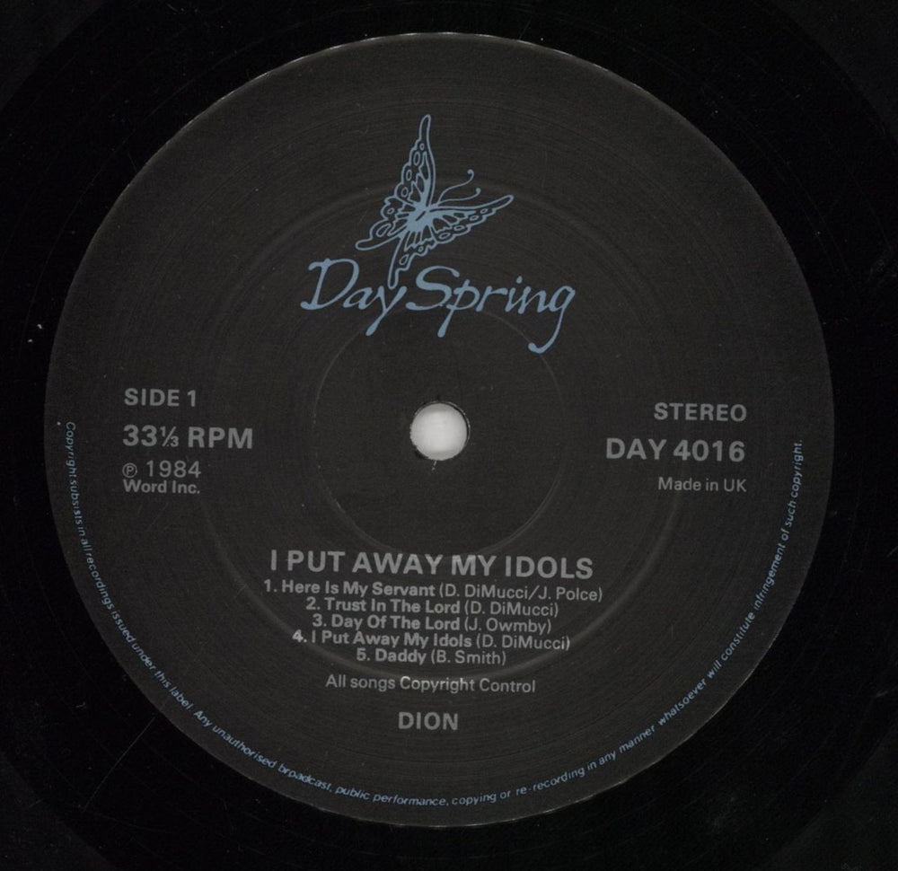 Dion I Put Away My Idols UK vinyl LP album (LP record) DNILPIP855568