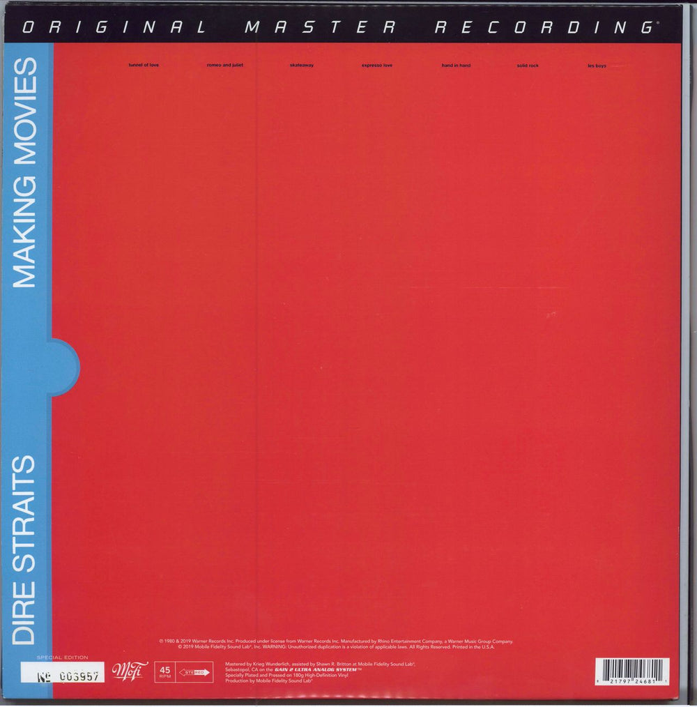 Dire Straits Making Movies - Original Master Recording 180 Gram 45RPM - Sealed US 2-LP vinyl record set (Double LP Album) 821797246811