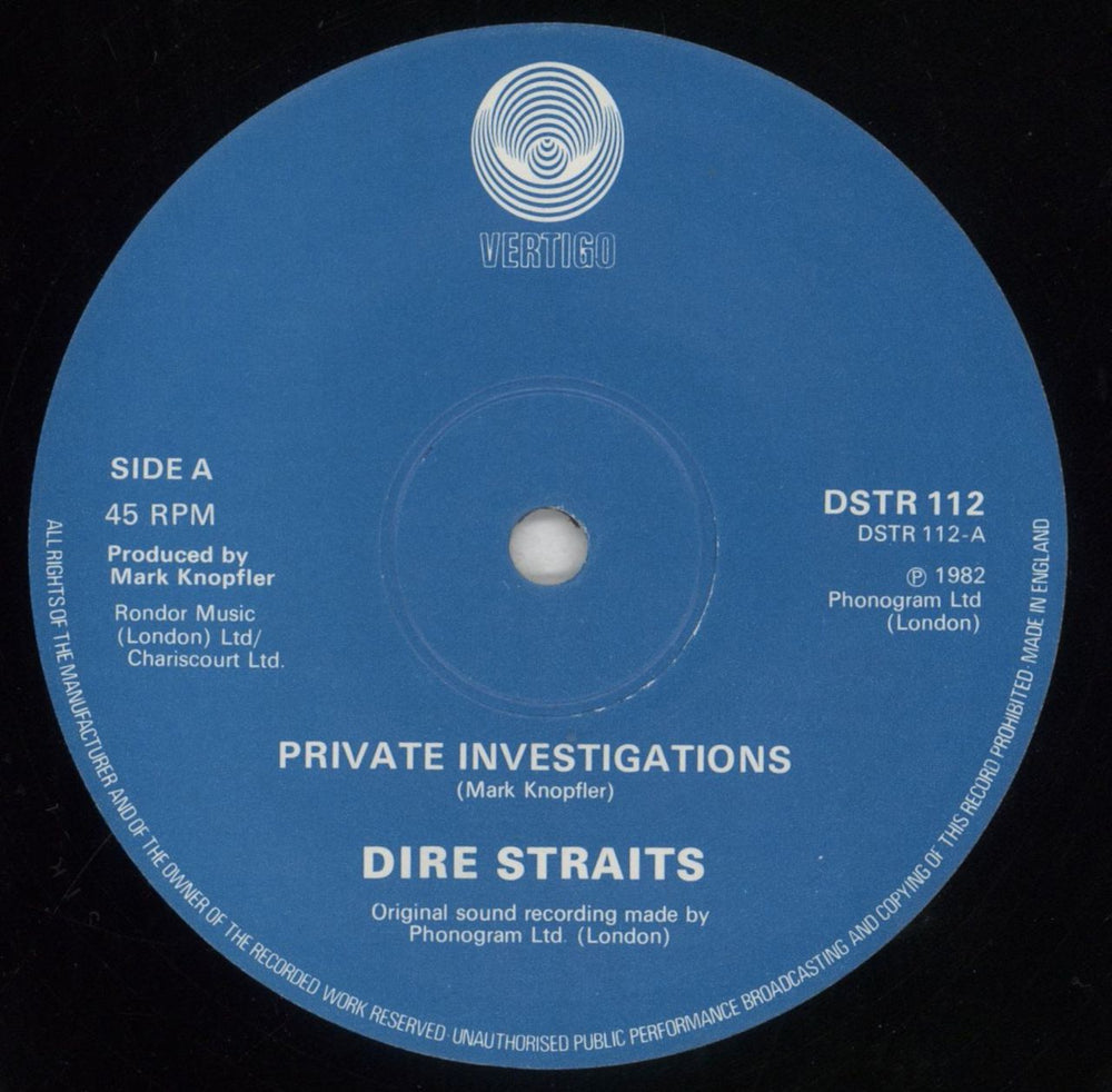 Dire Straits Private Investigations UK 12" vinyl single (12 inch record / Maxi-single) DIR12PR136960