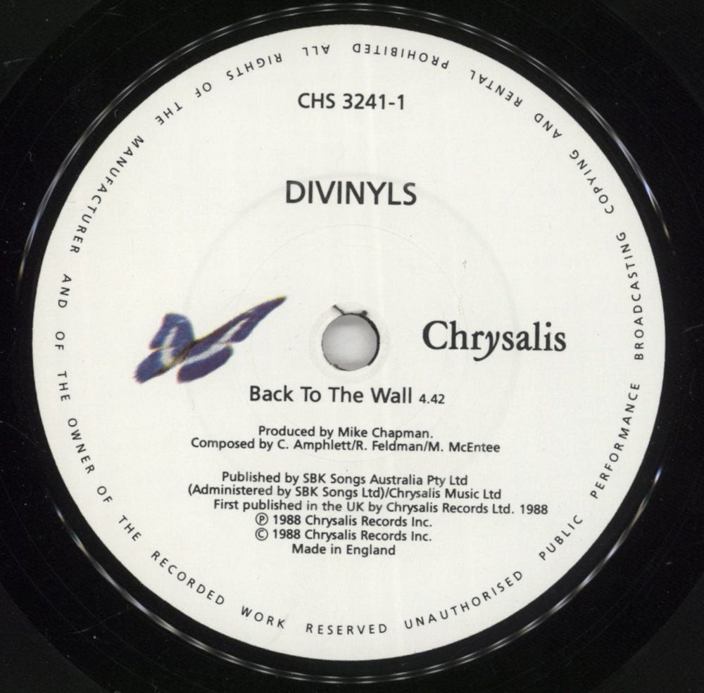 Divinyls Back To The Wall UK 7" vinyl single (7 inch record / 45) DIV07BA294999
