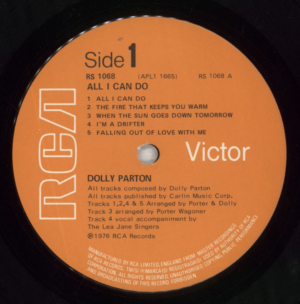 Dolly Parton All I Can Do UK vinyl LP album (LP record) PARLPAL458295