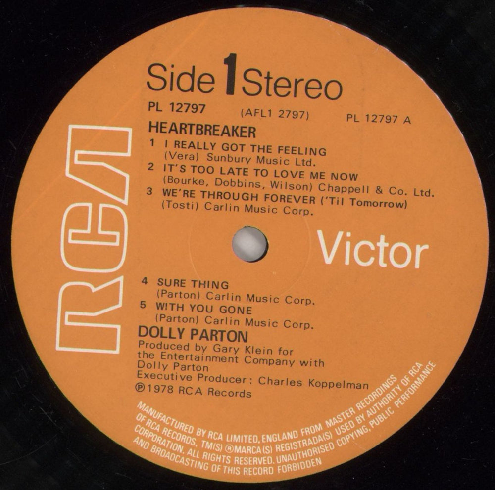 Dolly Parton Heartbreaker UK vinyl LP album (LP record) PARLPHE458704