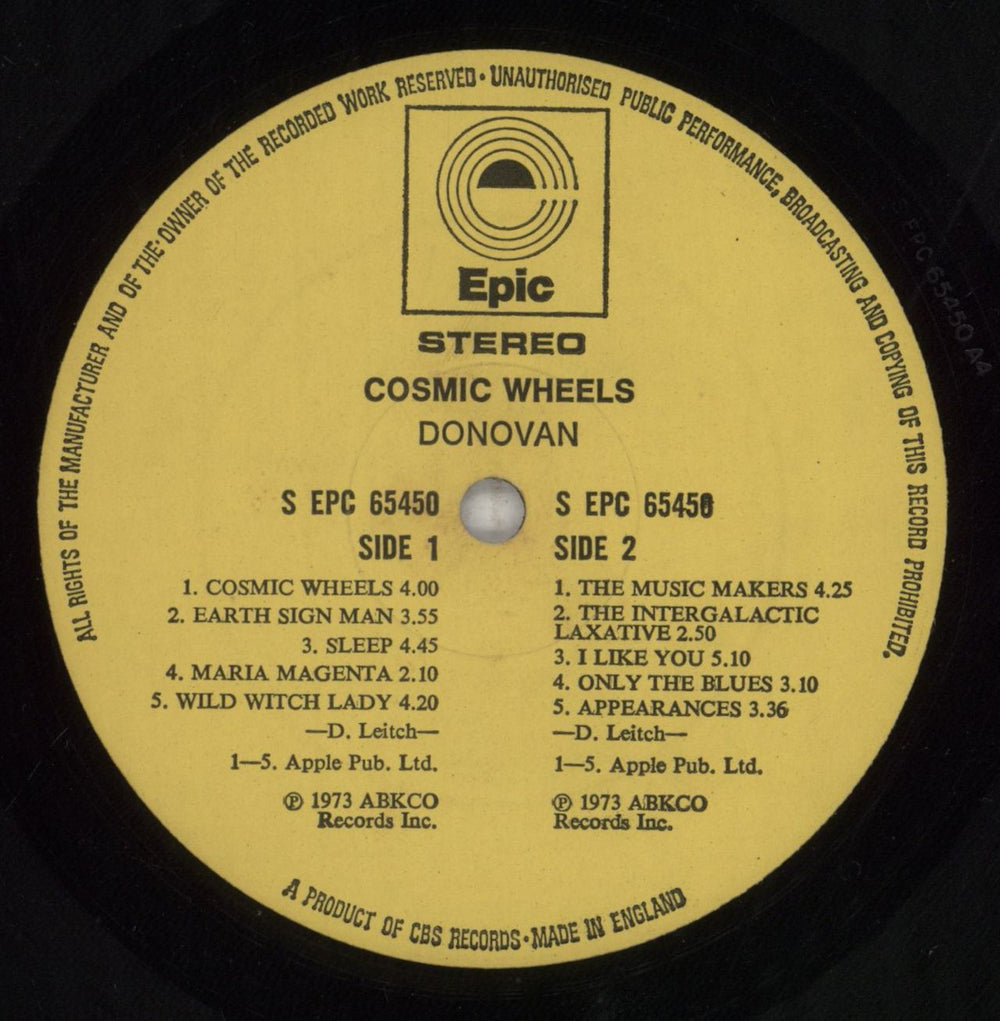 Donovan Cosmic Wheels UK vinyl LP album (LP record) DOVLPCO782624