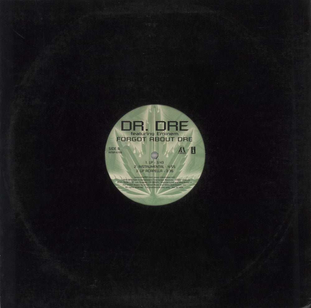 Dr Dre Forgot About Dre US Promo 12" vinyl single (12 inch record / Maxi-single)