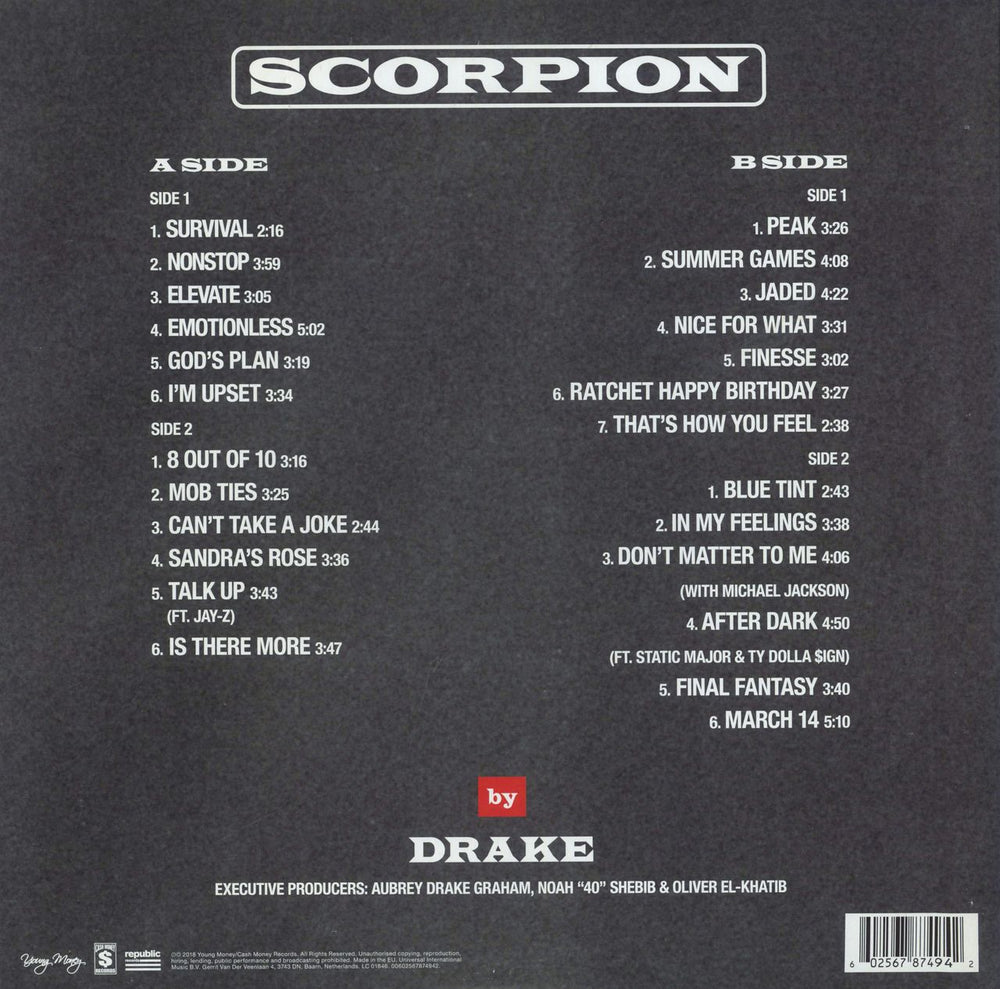 Drake Scorpion - EX UK 2-LP vinyl record set (Double LP Album) 602567874942