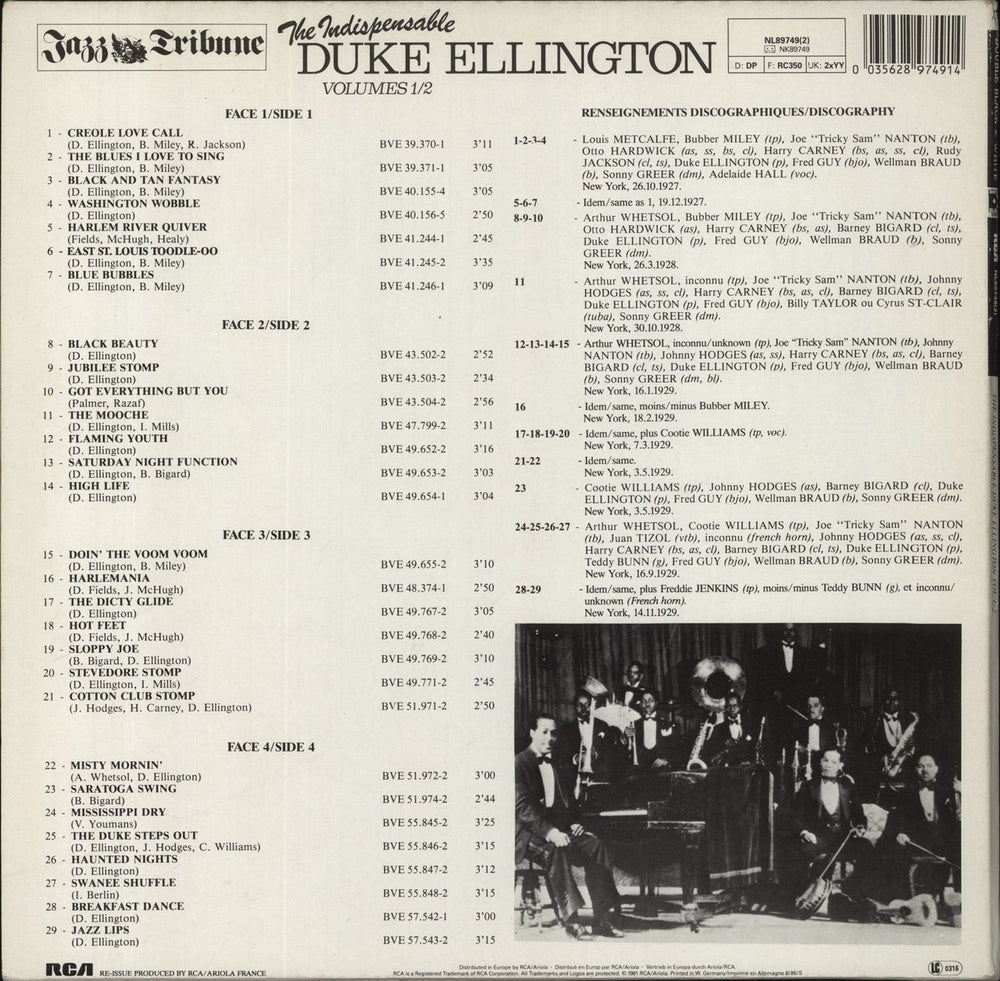 Duke Ellington The Indispensable Volumes 1/2 German 2-LP vinyl record set (Double LP Album)