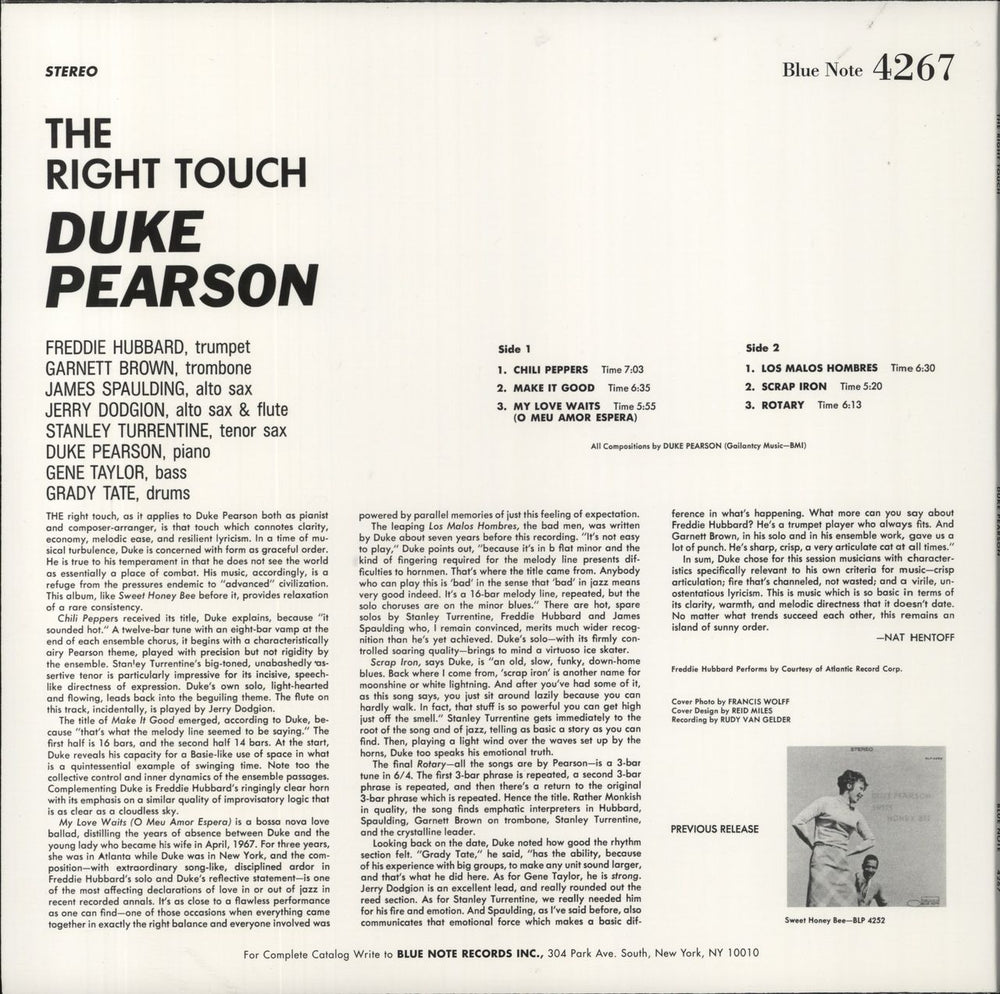 Duke Pearson The Right Touch US vinyl LP album (LP record)