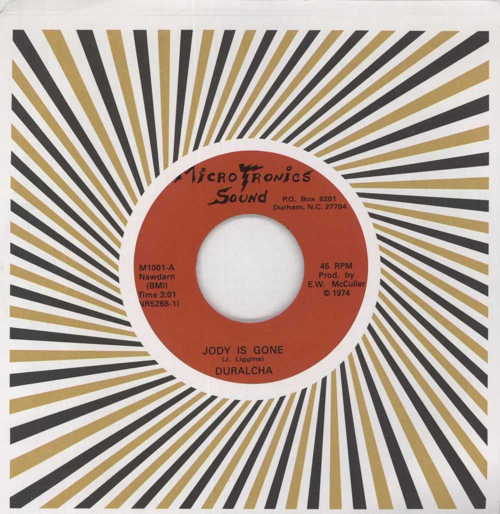 Duralcha Jody Is Gone US 7" vinyl single (7 inch record / 45) NUM045.09