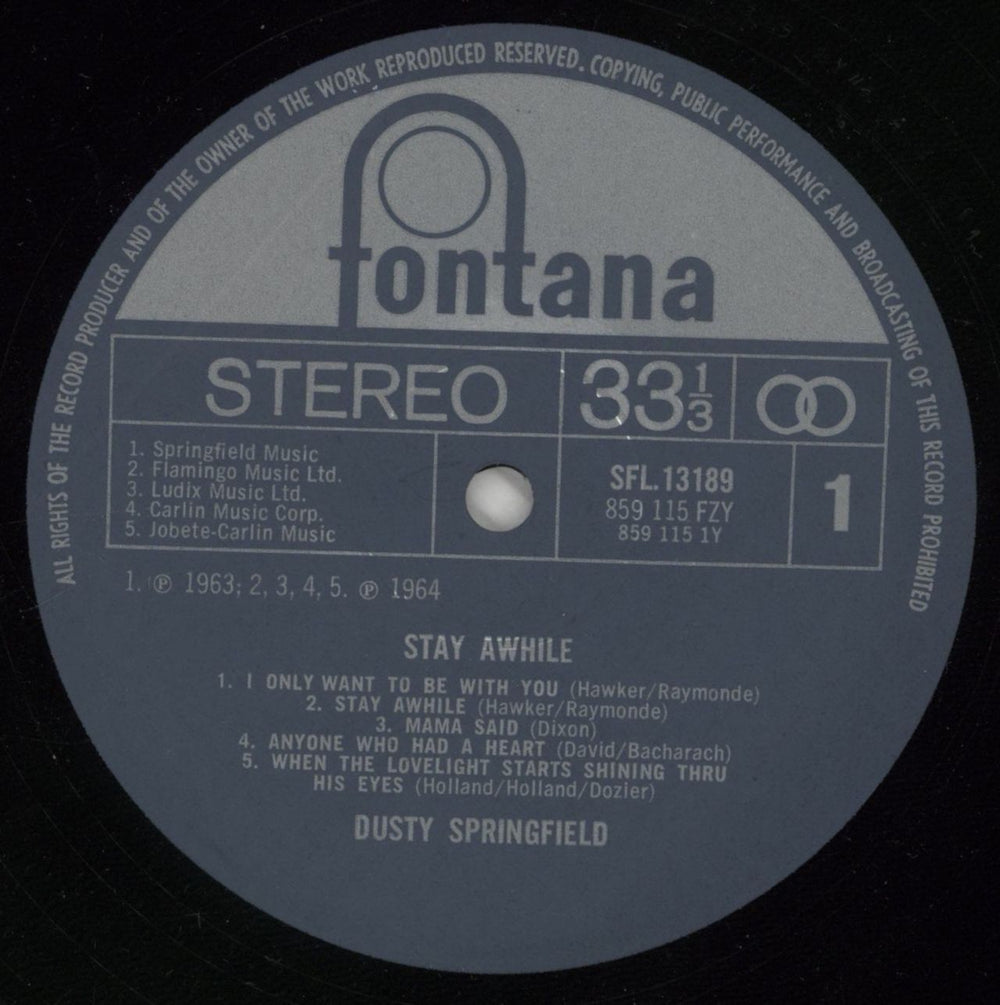 Dusty Springfield Stay Awhile UK vinyl LP album (LP record) DUSLPST653132