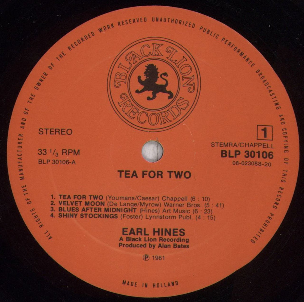 Earl Hines Tea For Two - Shrink & Obi Dutch vinyl LP album (LP record) ER1LPTE844995