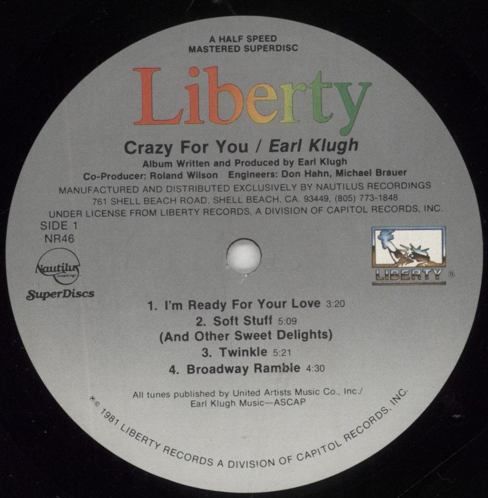 Earl Klugh Crazy For You - Promo US Promo vinyl LP album (LP record) EAQLPCR848464