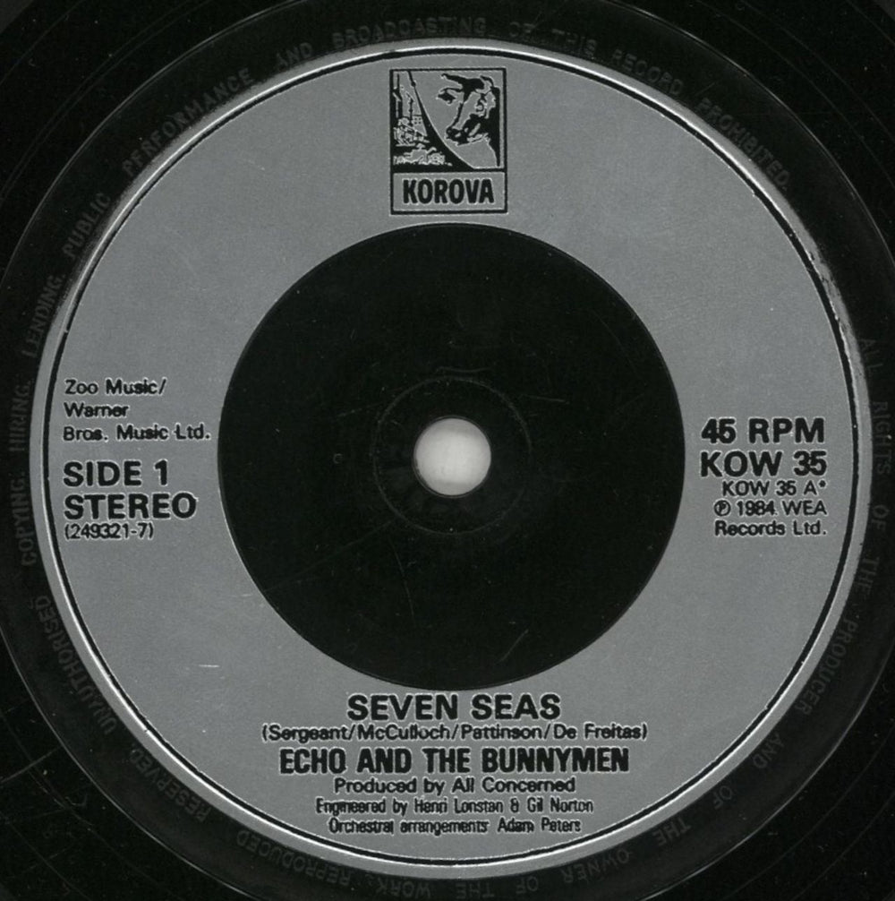 Echo & The Bunnymen Seven Seas UK 7" vinyl single (7 inch record / 45) ECH07SE168483