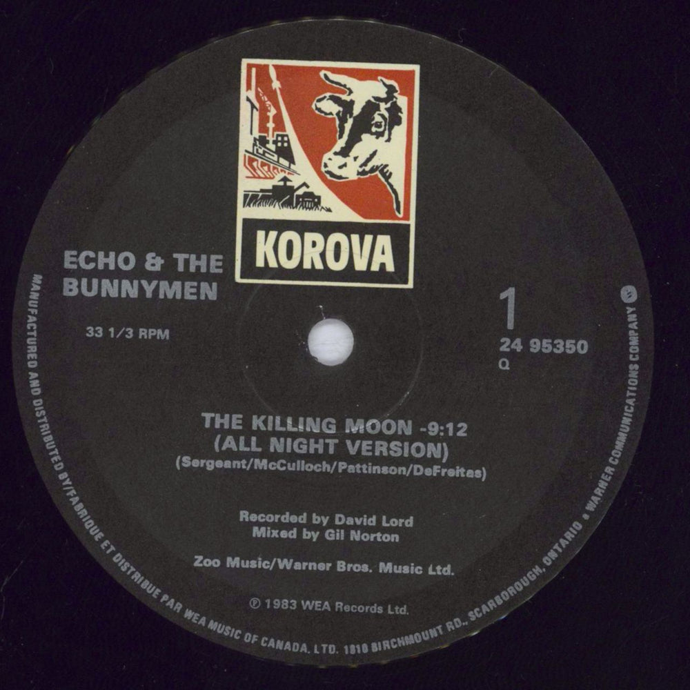 Echo & The Bunnymen The Killing Moon - All Night Version Canadian 12" vinyl single (12 inch record / Maxi-single) ECH12TH833739