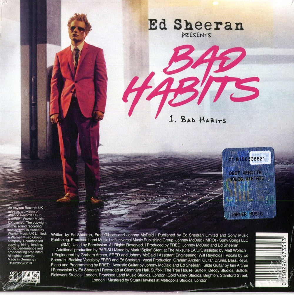 Ed Sheeran Bad Habits UK CD single (CD5 / 5") EJBC5BA771578