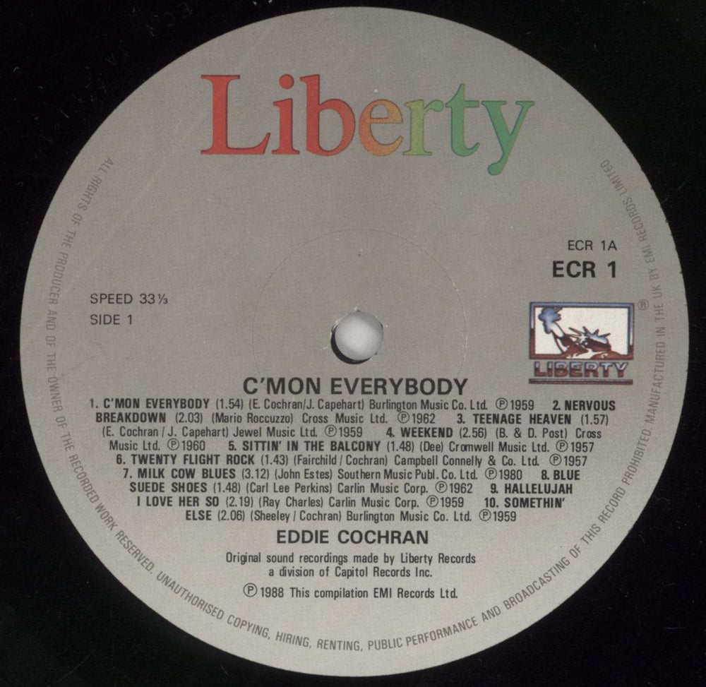 Eddie Cochran C'mon Everybody UK vinyl LP album (LP record) EDCLPCM453833