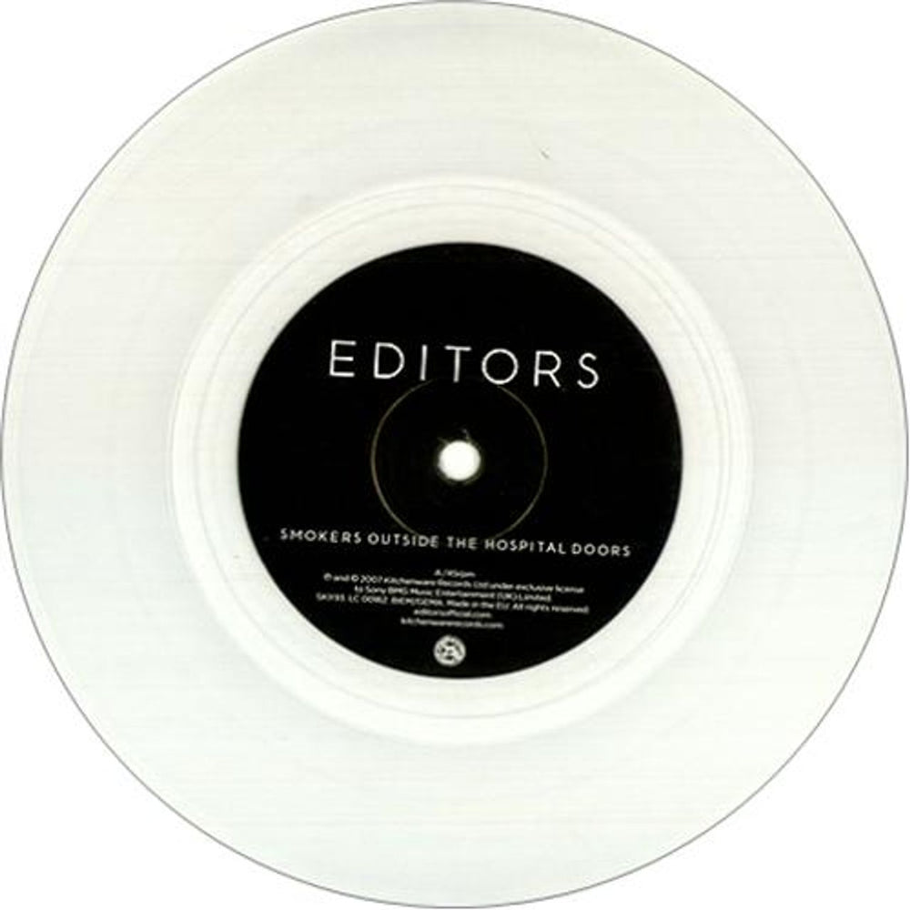 Editors Smokers Outside The Hospital Doors - Clear Vinyl UK 7" vinyl single (7 inch record / 45) EB707SM399634