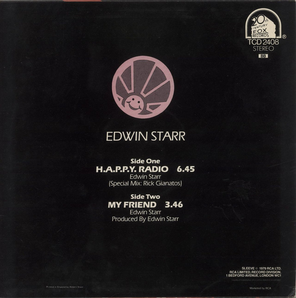 Edwin Starr H.A.P.P.Y. Radio UK 12" vinyl single (12 inch record / Maxi-single)