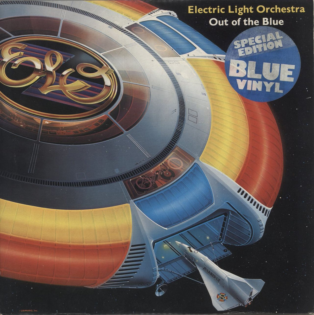Electric Light Orchestra Out Of The Blue - Blue Vinyl - Complete - Stickered Sleeve - VG UK 2-LP vinyl record set (Double LP Album) JETDP400