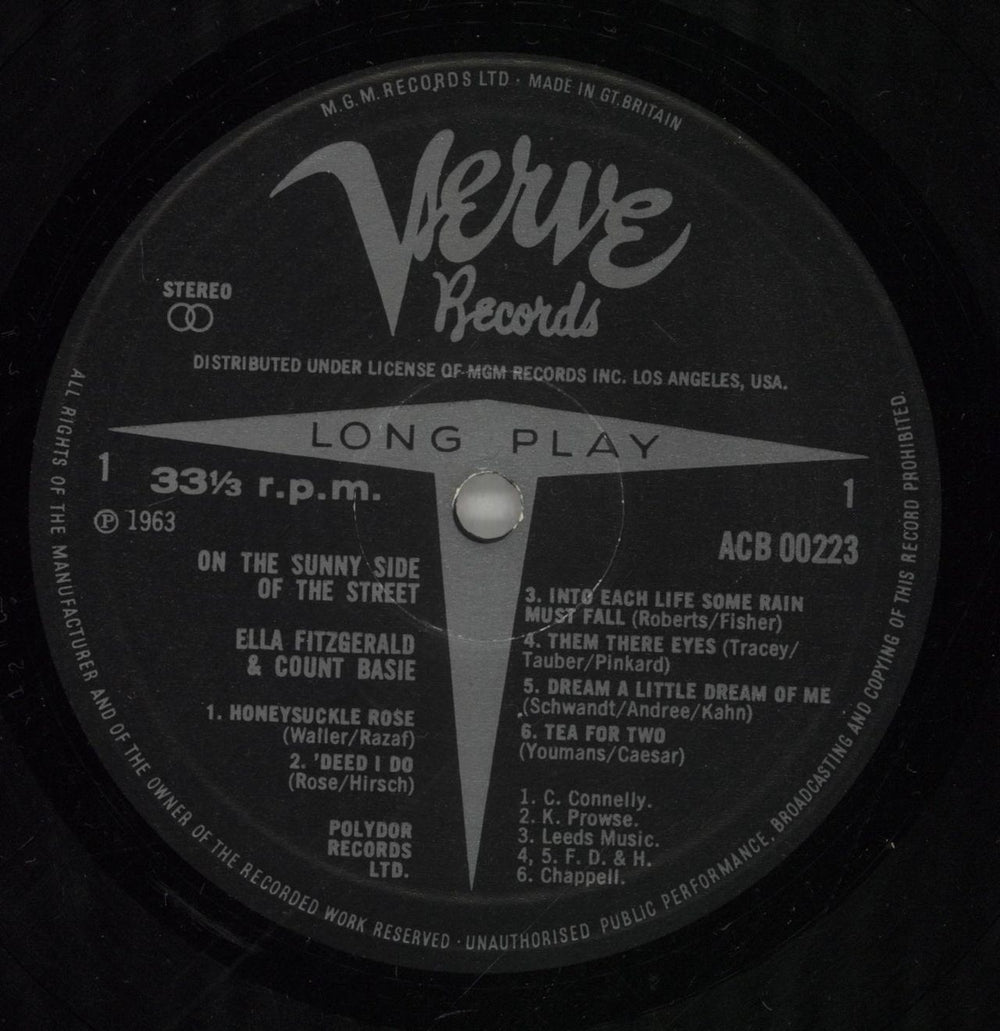 Ella Fitzgerald & Count Basie On The Sunny Side Of The Street UK vinyl LP album (LP record) EQOLPON384839
