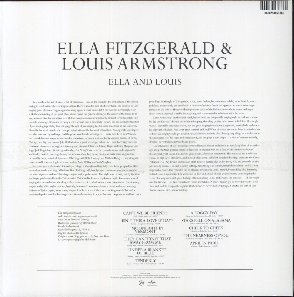 Ella Fitzgerald & Louis Armstrong Ella And Louis - 180gm - Sealed UK vinyl LP album (LP record) 600753458860