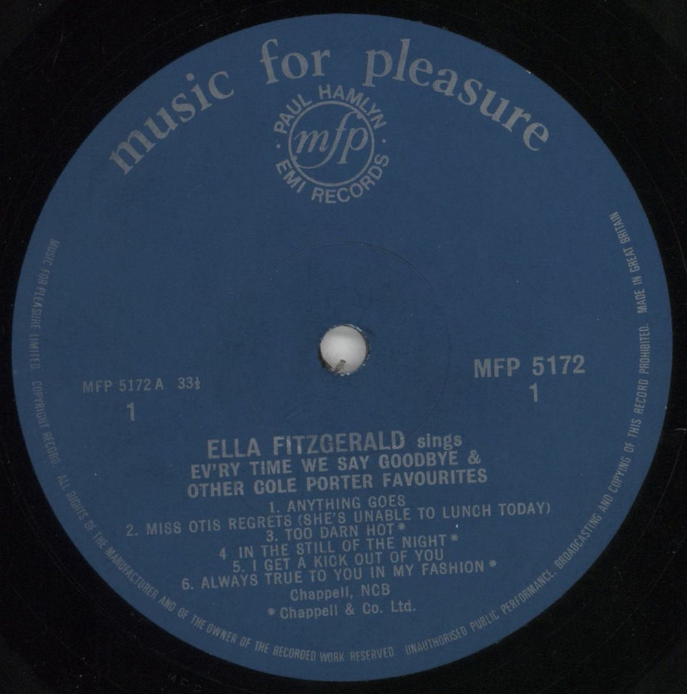 Ella Fitzgerald Sings Cole Porter UK vinyl LP album (LP record) EFZLPSI523269