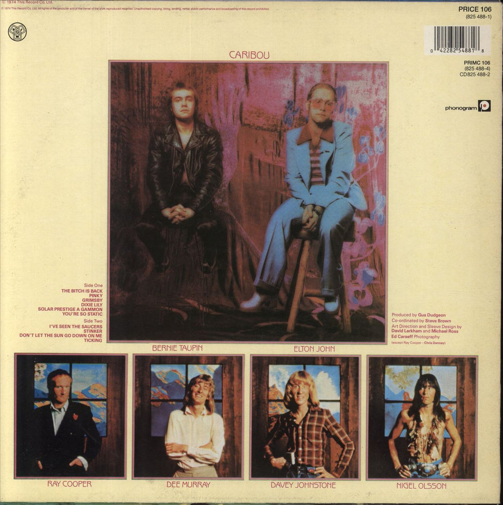 Elton John Caribou UK vinyl LP album (LP record) 042282548818