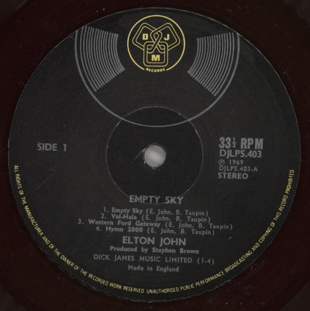 Elton John Empty Sky - Speckled Translucent Vinyl UK vinyl LP album (LP record) JOHLPEM691540