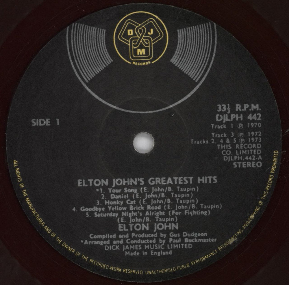 Elton John Greatest Hits - Brown Vinyl - Open shrink UK vinyl LP album (LP record) JOHLPGR821612