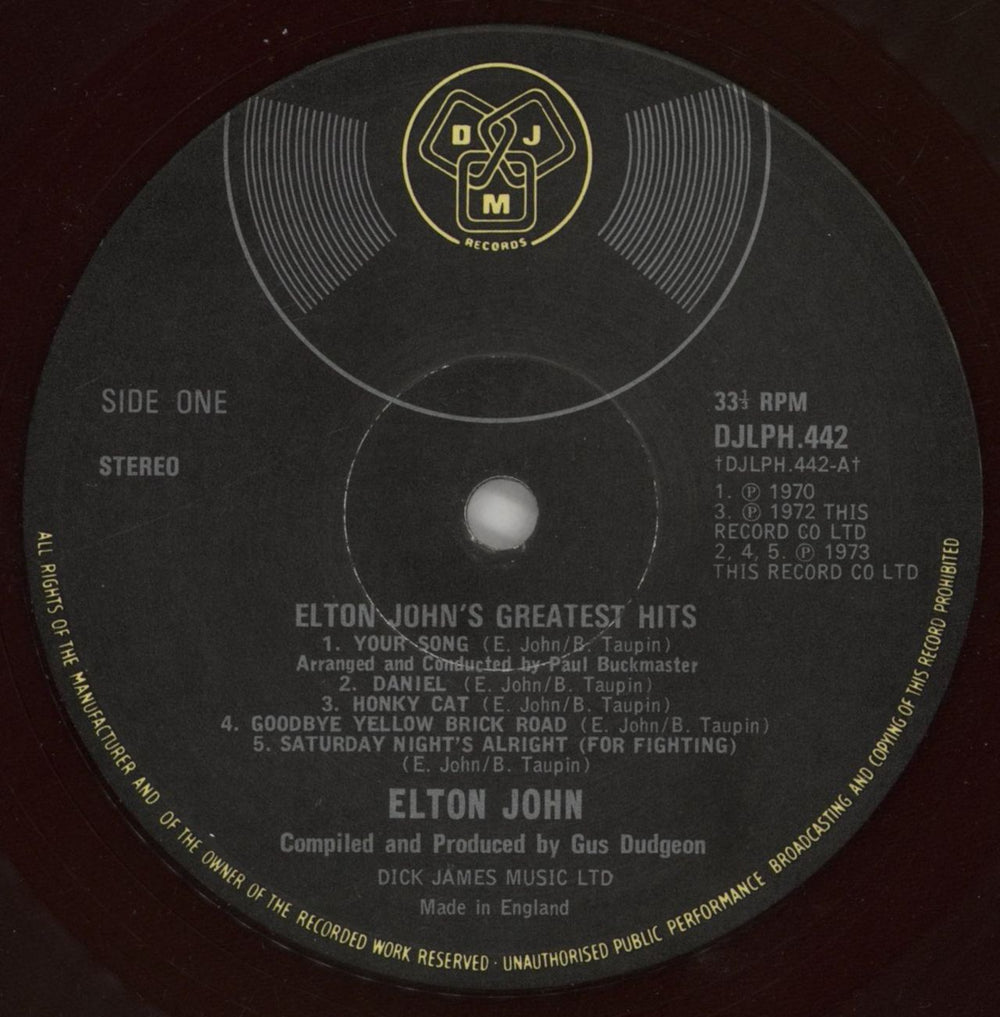 Elton John Greatest Hits - Green with Red Flecks Vinyl UK vinyl LP album (LP record) JOHLPGR859890