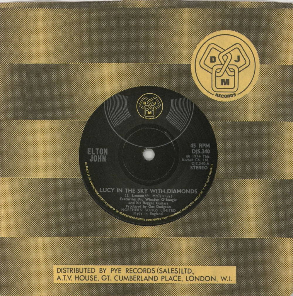 Elton John Lucy In The Sky With Diamonds - Solid UK 7" vinyl single (7 inch record / 45) DJS.340