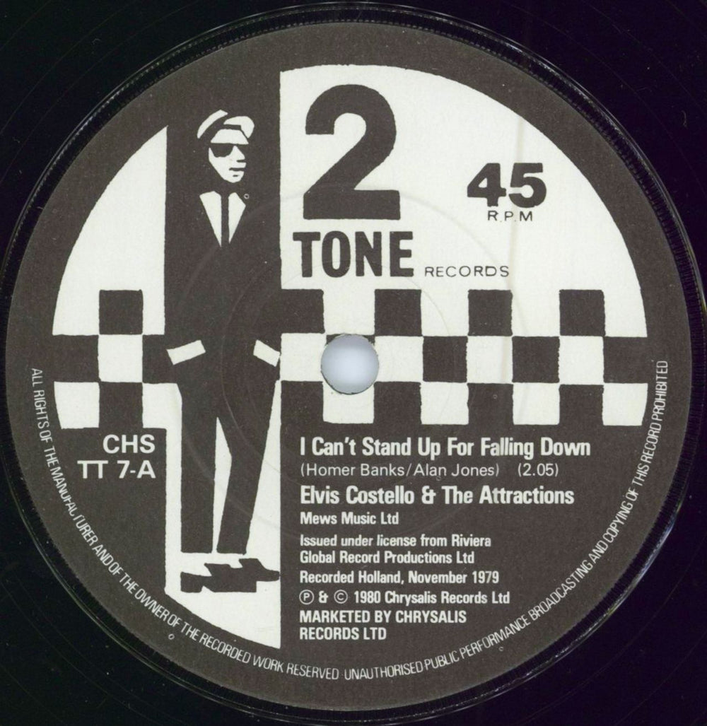 Elvis Costello I Can't Stand Up For Falling Down UK 7" vinyl single (7 inch record / 45) CHSTT7