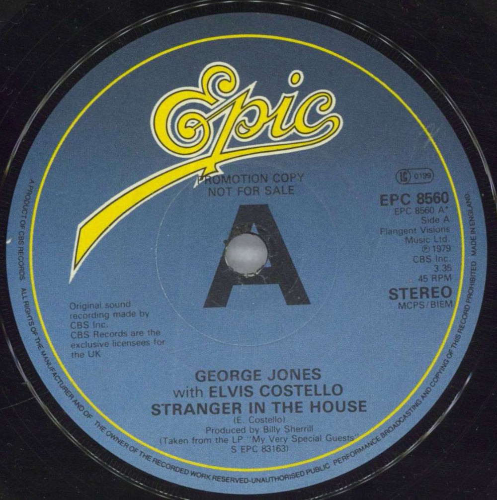 Elvis Costello Stranger In The House UK Promo 7" vinyl single (7 inch record / 45) COS07ST105949