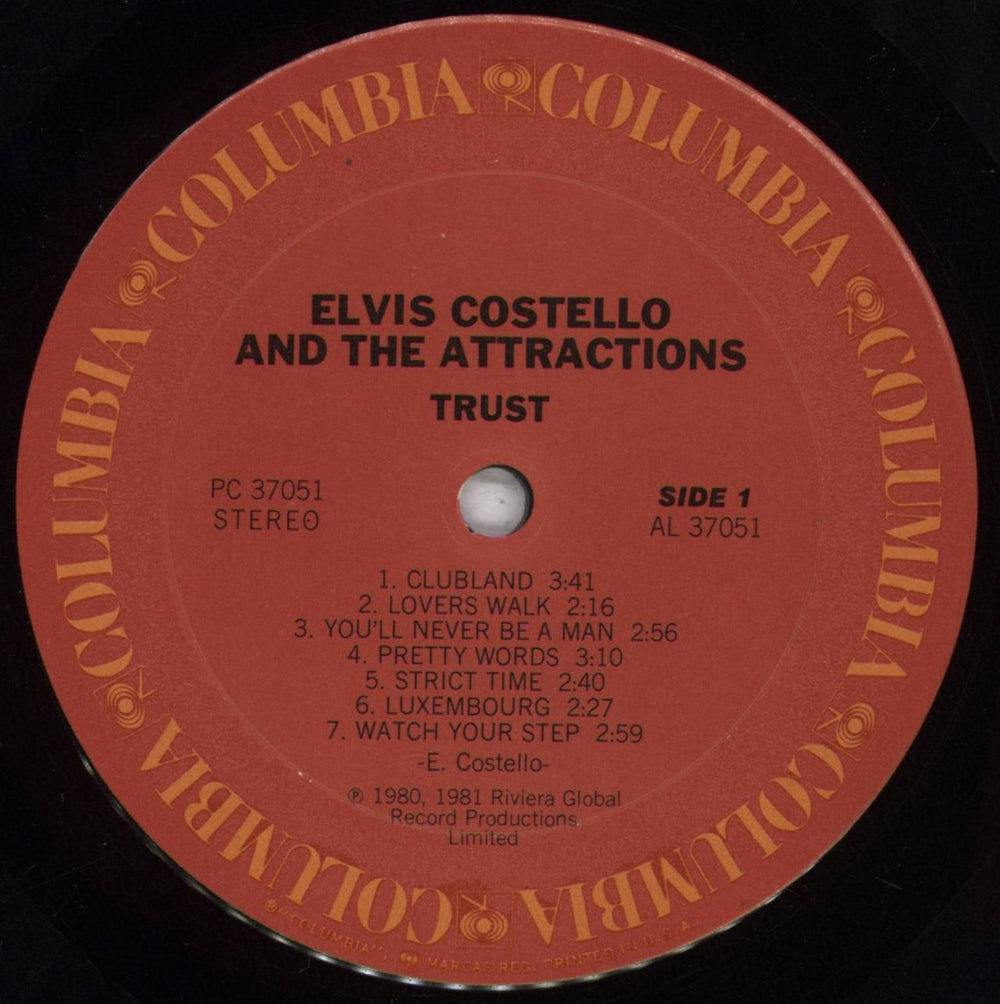 Elvis Costello Trust - Shrink US vinyl LP album (LP record) COSLPTR841004