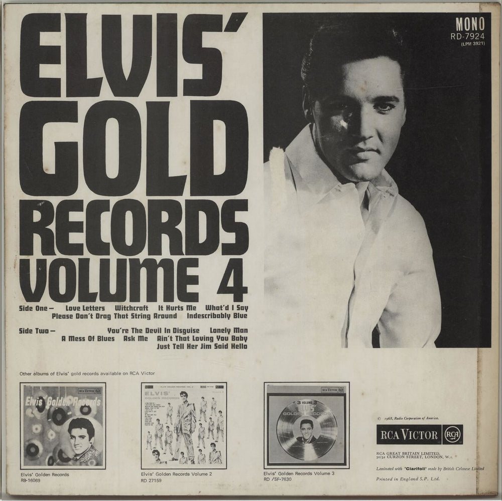 Elvis Presley Elvis' Gold Records Volume 4 UK vinyl LP album (LP record)