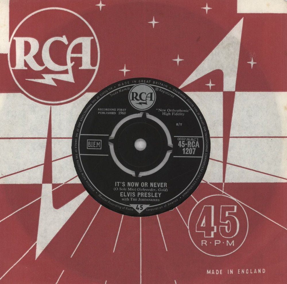 Elvis Presley It's Now Or Never (O Sole Mio) - 2nd UK 7" vinyl single (7 inch record / 45) 45-RCA1207