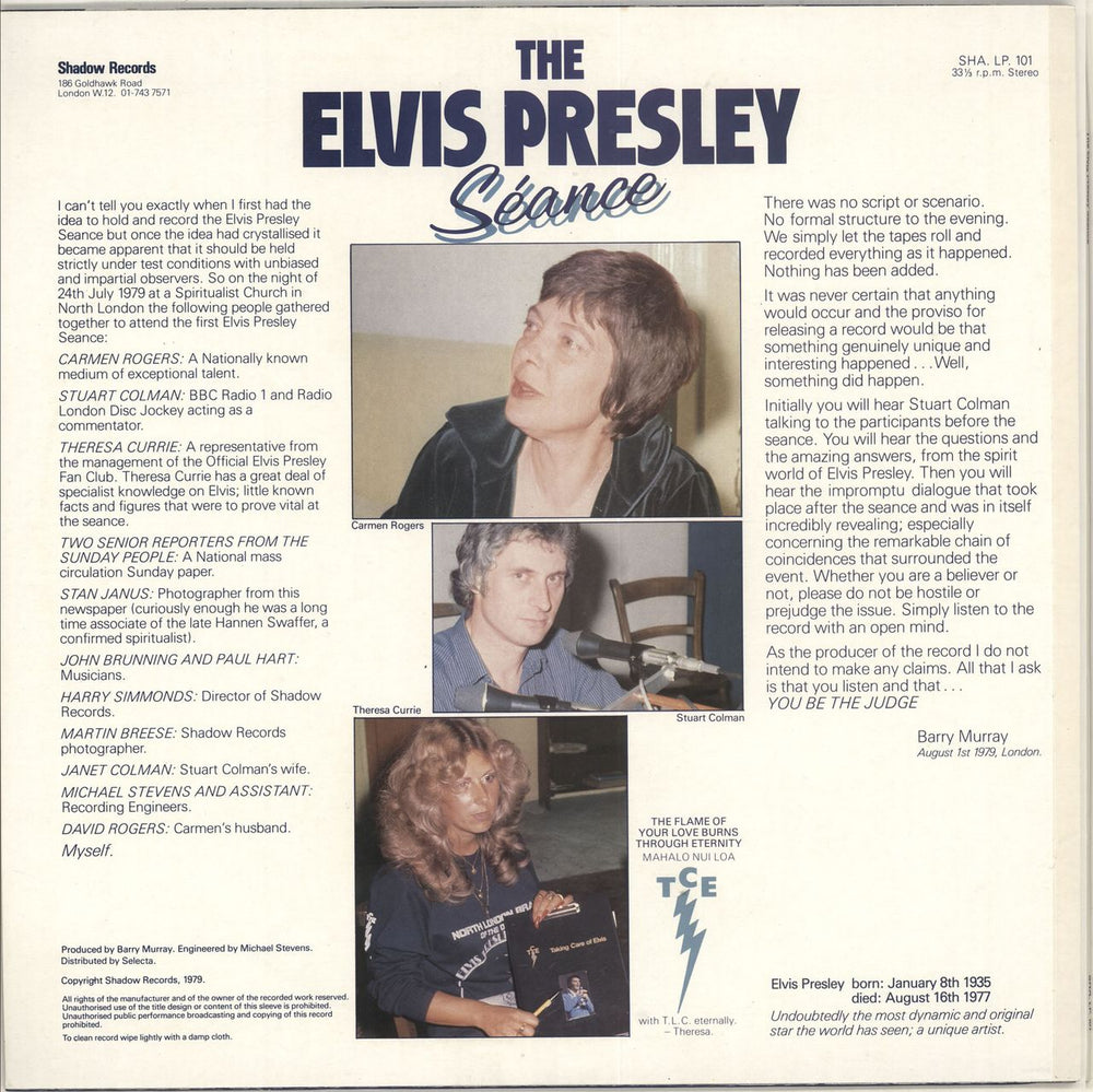 Elvis Presley The Elvis Presley Seance UK vinyl LP album (LP record)