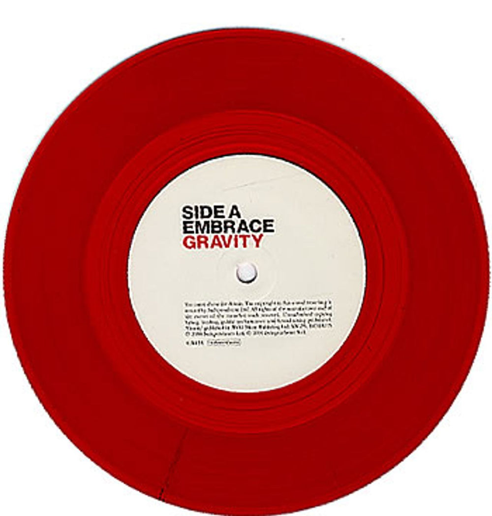 Embrace Gravity - Red Vinyl UK 7" vinyl single (7 inch record / 45) EMB07GR297851