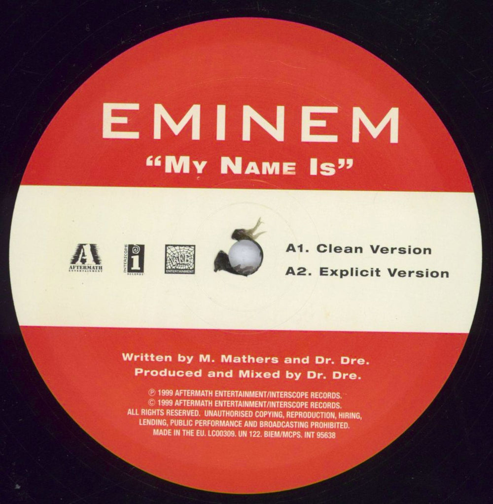 Eminem My Name Is UK 12" vinyl single (12 inch record / Maxi-single) INE12MY829661