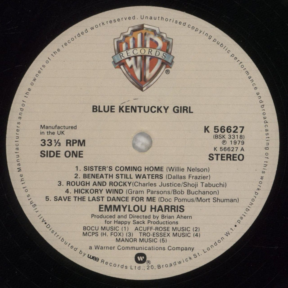 Emmylou Harris Blue Kentucky Girl UK vinyl LP album (LP record) ELHLPBL288134