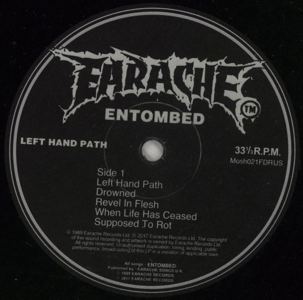 Entombed Left Hand Path UK vinyl LP album (LP record) ENTLPLE868517