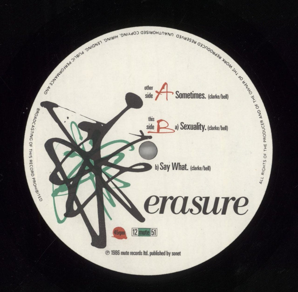 Erasure Sometimes UK 12" vinyl single (12 inch record / Maxi-single) ERA12SO16057