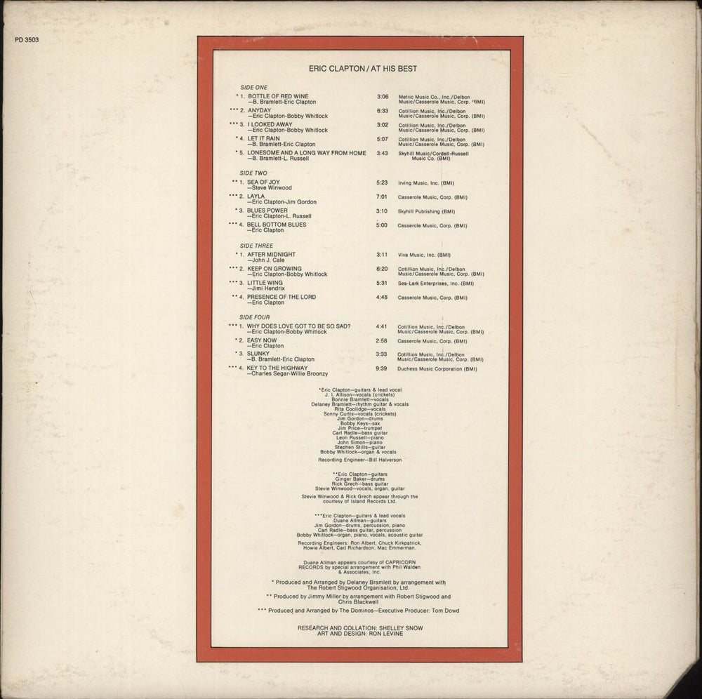 Eric Clapton At His Best US 2-LP vinyl record set (Double LP Album)