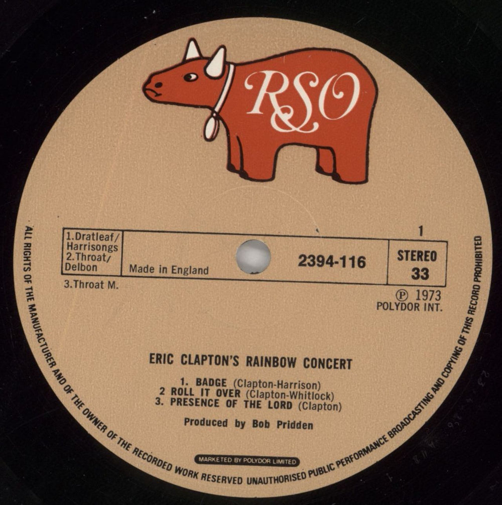 Eric Clapton Eric Clapton's Rainbow Concert - EX UK vinyl LP album (LP record) CLPLPER802879