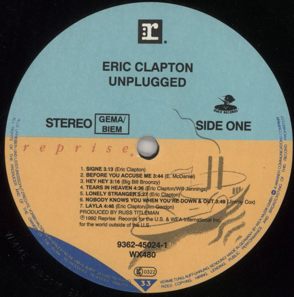 Eric Clapton Unplugged - 180gm German vinyl LP album (LP record) CLPLPUN851868