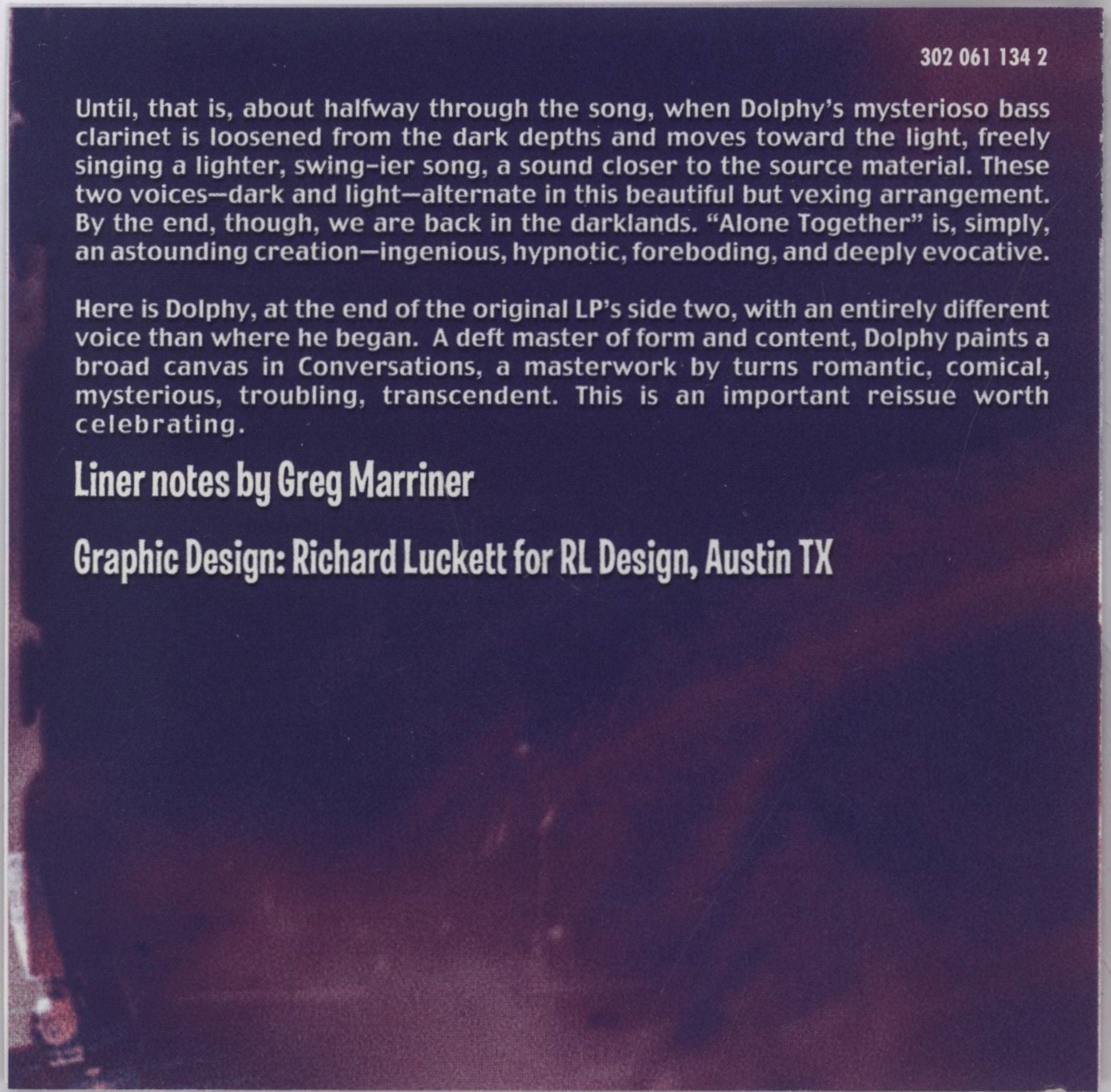 Eric Dolphy Conversations US CD album (CDLP) 0302206113426