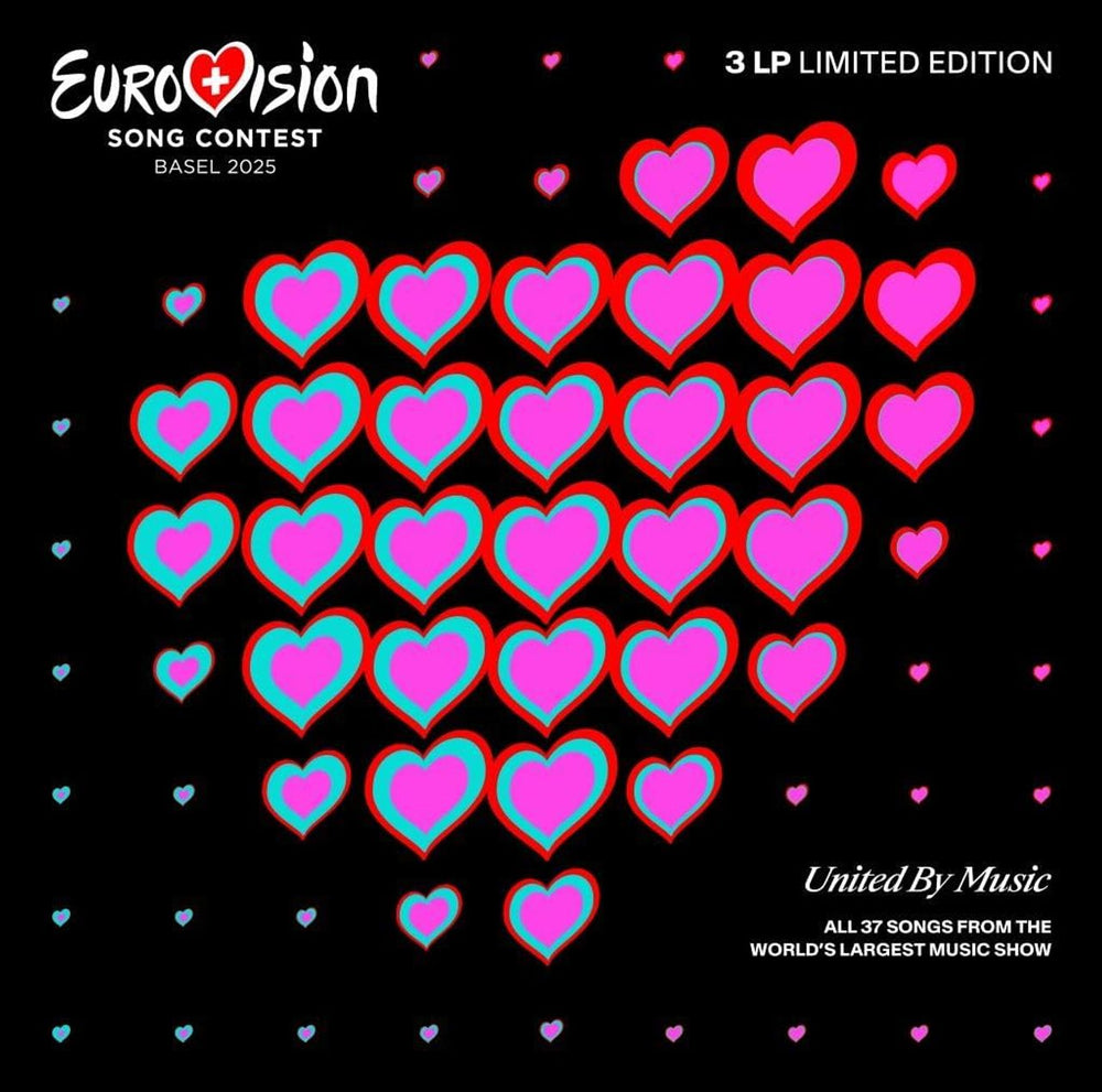 Eurovision Basel 2025 | United By Music - Red, Green & Pink Vinyl - Sealed UK 3-LP vinyl record set (Triple LP Album) EVV3LBA865242